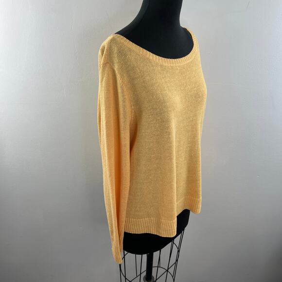 EILEEN FISHER Yellow Sweater Organic Linen Side Button Boat Neck Size X-Large XL - Picture 6 of 11